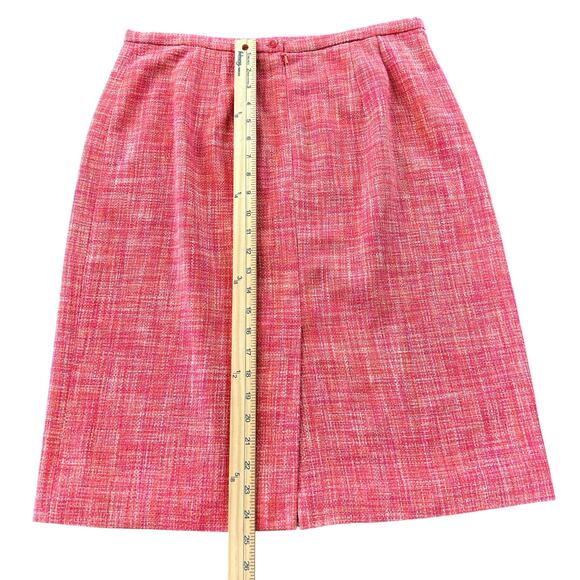 Talbots Pure Silk Skirt Sze 14 Heather Pink Tweed A Line Lined Back Zip and Slit - Picture 10 of 10